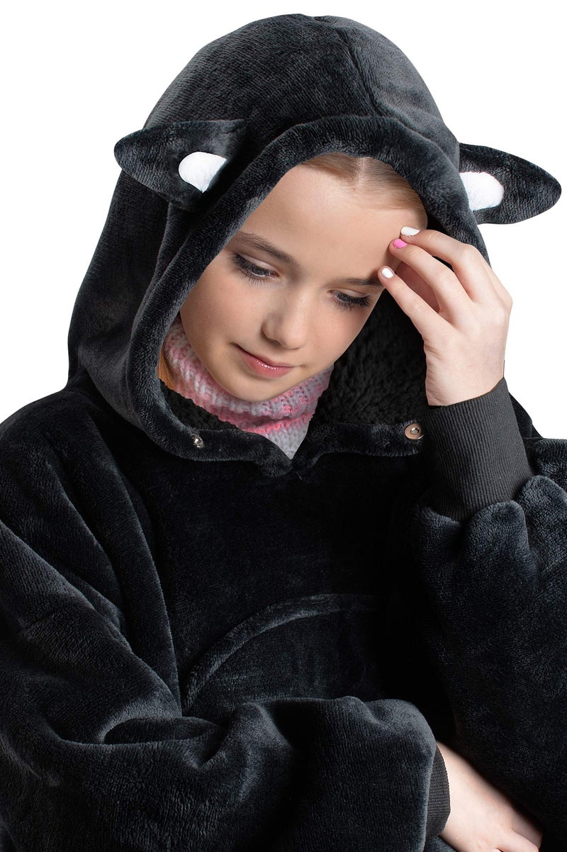Catalonia Cat Wearable Hoodie Blanket Sweatshirt  Oversized Comfortable Hooded Pullover Jacket For 7-16 Yr Teens Youth Kids  Gift Idea - Image 5