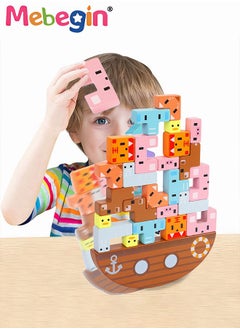 Wooden Stacking Toy Set with 24 Animal Blocks, Multifunctional Stacking Toys, Animal Blocks Jigsaw Puzzle, Stress Relieveing Toy, Montessori Toy, Easy to Clean and Re-useable, Full of Fun Anytime Anywhere