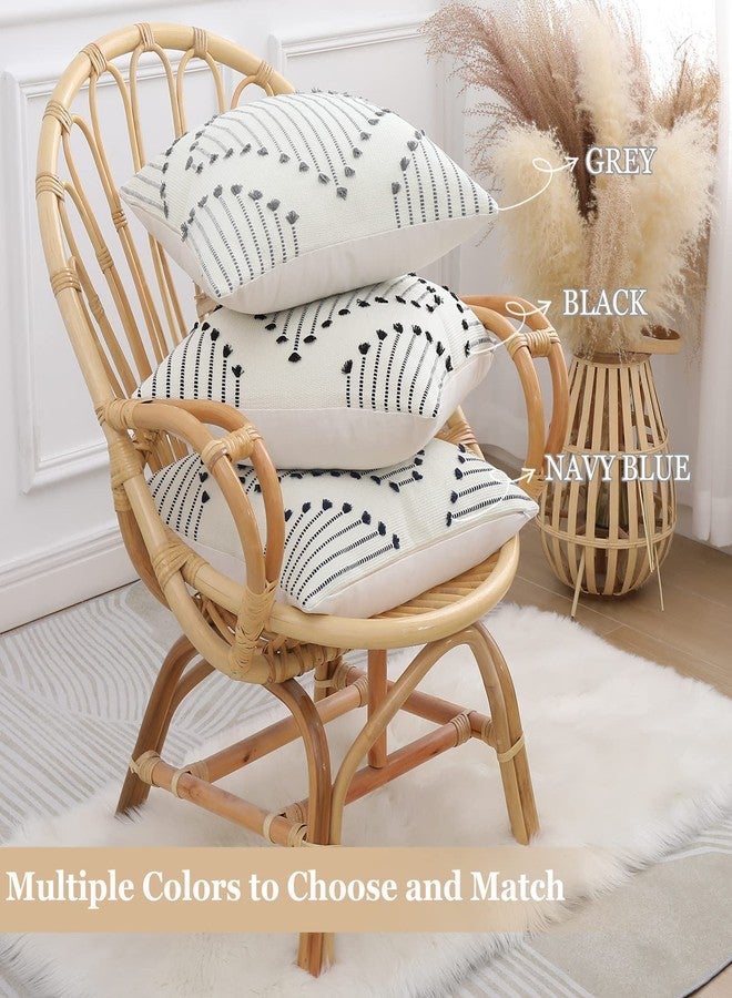 Mecatny Boho Outdoor Throw Pillow Covers 18X18 Set of 2, Farmhouse Decorative Pillow Covers for Couch Sofa Living Room, Black & Cream White - Image 5