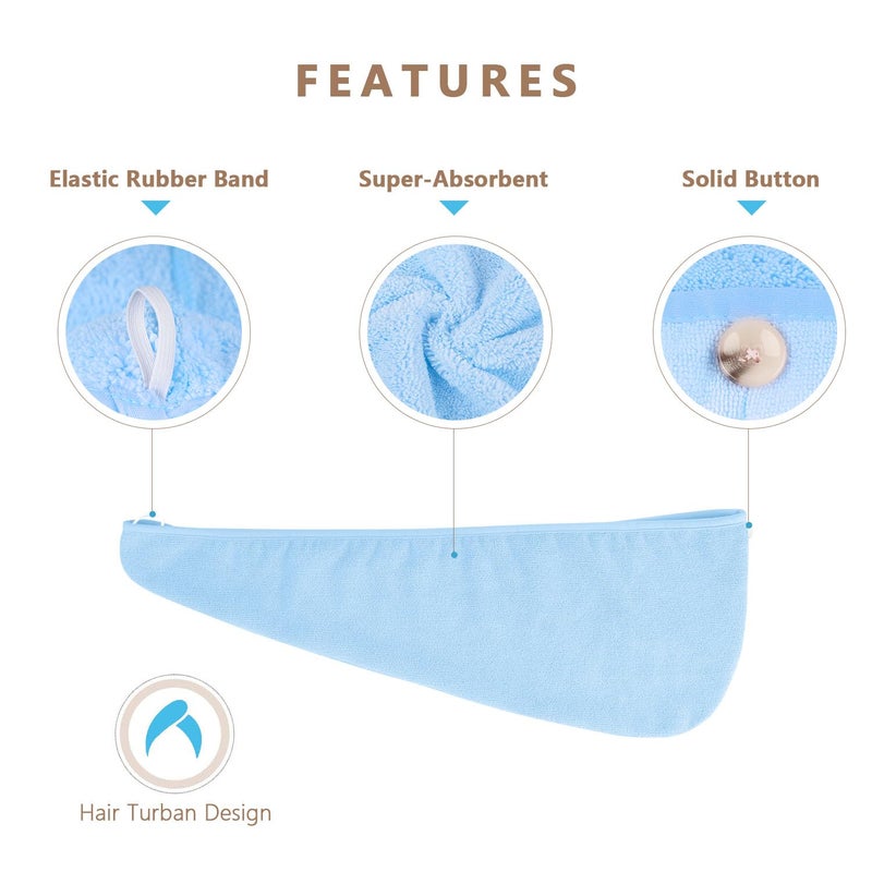 AIDEA Microfiber Hair Towel Wrap, 5 Pack Turbans, Super Absorbent Quick Dry for All Hair Types, Anti-Frizz Accessories for Women, 26"10" - Image 2