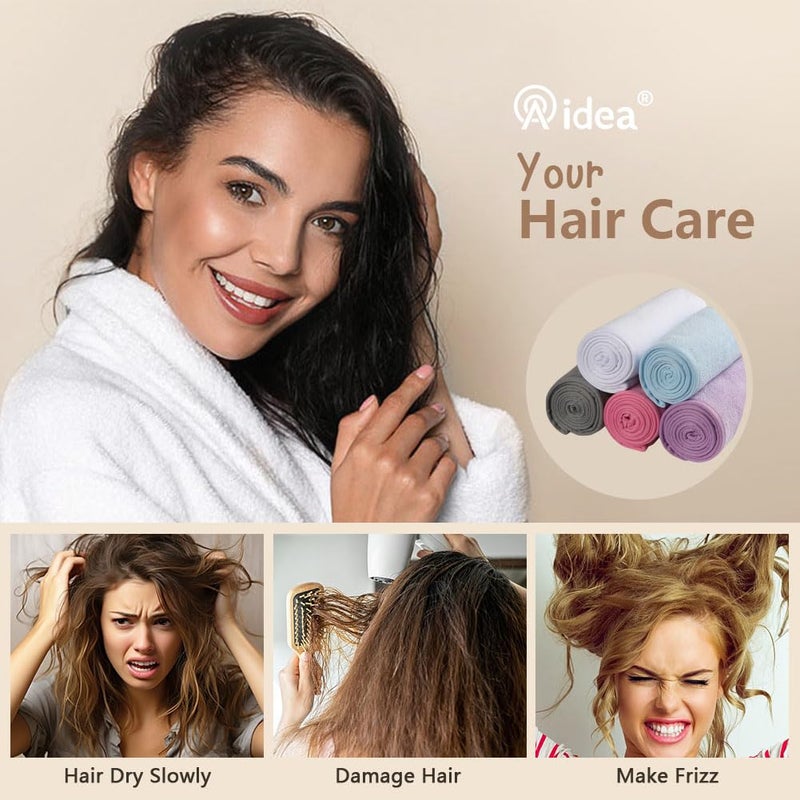 AIDEA Microfiber Hair Towel Wrap, 5 Pack Turbans, Super Absorbent Quick Dry for All Hair Types, Anti-Frizz Accessories for Women, 26"10" - Image 3