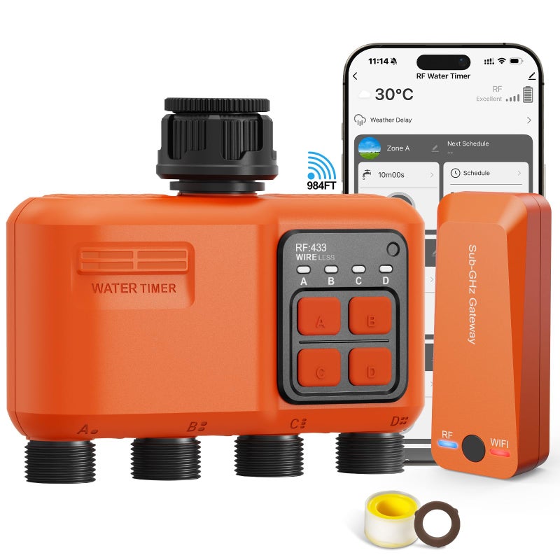 XinFuture Smart WiFi Sprinkler Timer 4 ZoneWiFi Water Timer for Garden Hose with 984 FT RangeAPP Remote ControlAlexa Google Voice CompatibleRain Delay Manual Mode Sprinkler System - Image 2