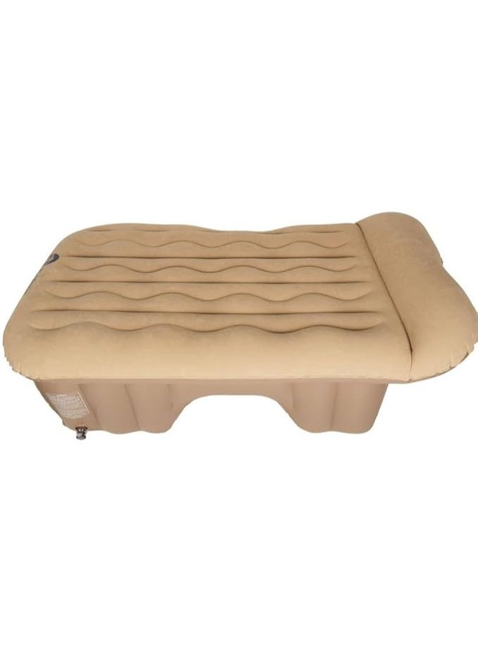 Plankzone Inflatable Car Air Mattress with Inbuilt Automatic Pump, Portable Travel Camping Sleeping Pad for SUV Back Seat, USB Charging, Fiber-Tech soft material - KHAKI - Image 1