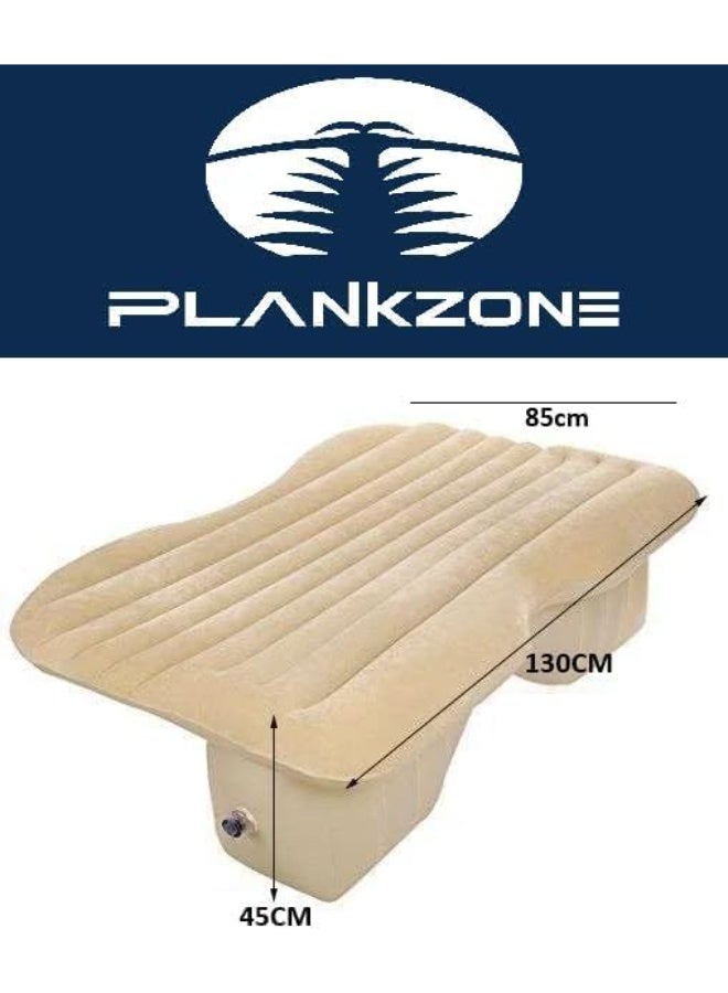 Plankzone Inflatable Car Air Mattress with Inbuilt Automatic Pump, Portable Travel Camping Sleeping Pad for SUV Back Seat, USB Charging, Fiber-Tech soft material - KHAKI - Image 2