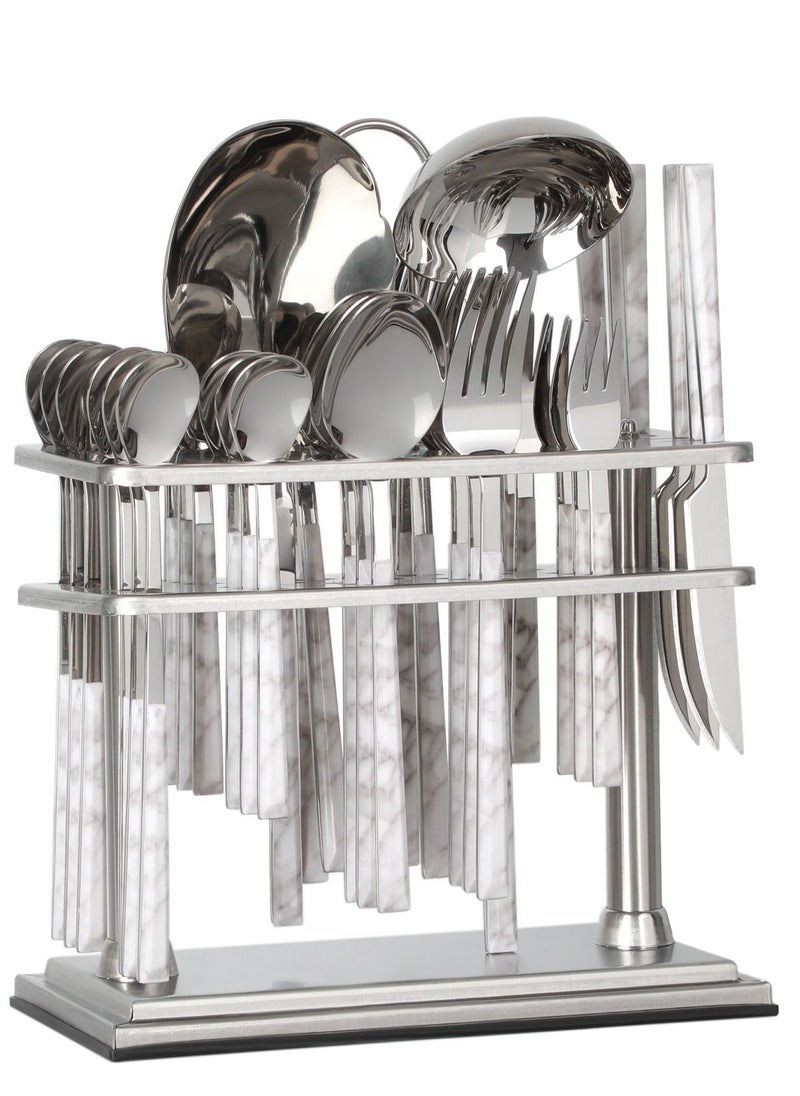 38-Piece 18/10 Stainless Steel Spoon Cutlery Set Includes Knife and Forks With Cutlery Holder Tea And Ice Spoons Dinner And Cake Fork, Fruit Knife, Soup Ladle, Rice Server - pzsku/Z607E69DA7D2AE95411A0Z/45/_/1686212370/0b70be76-85bb-4ca8-be31-36e86b7da69c