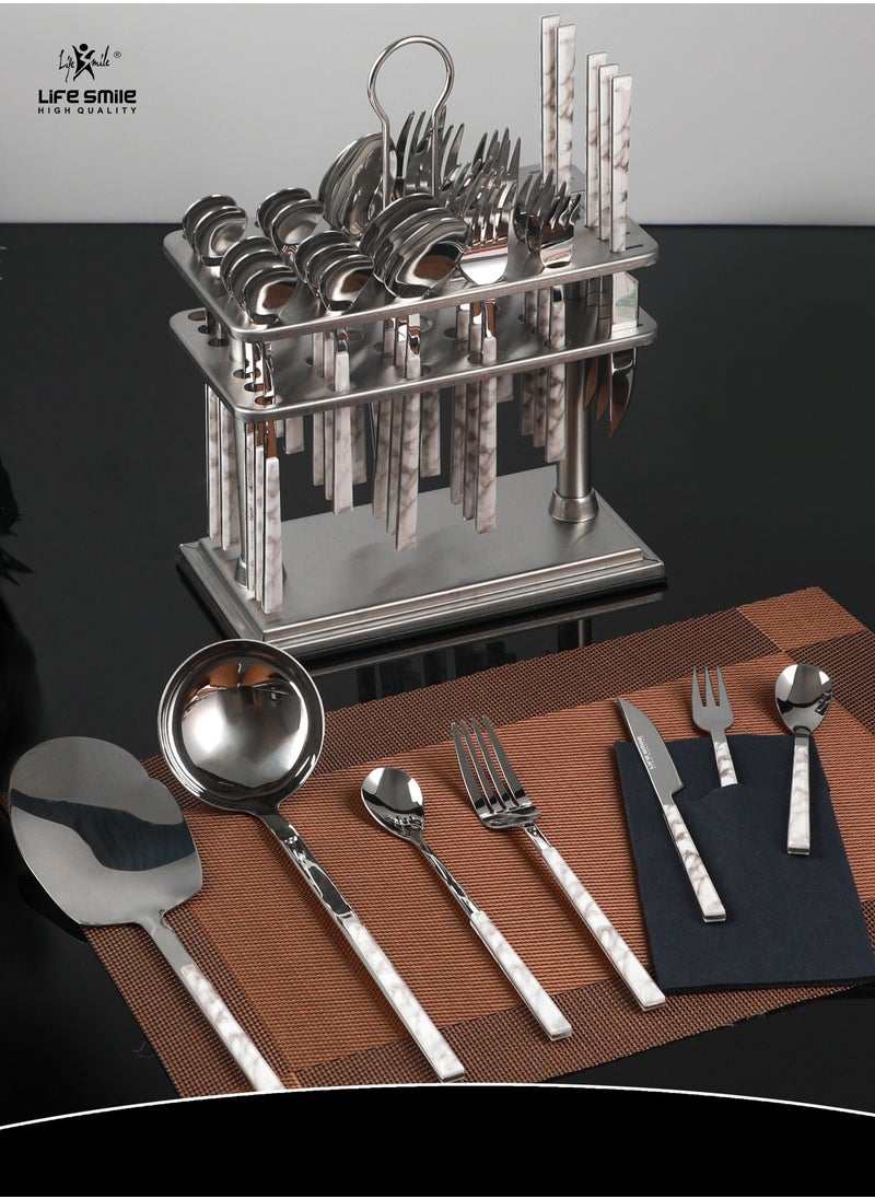 38-Piece 18/10 Stainless Steel Spoon Cutlery Set Includes Knife and Forks With Cutlery Holder Tea And Ice Spoons Dinner And Cake Fork, Fruit Knife, Soup Ladle, Rice Server - pzsku/Z607E69DA7D2AE95411A0Z/45/_/1686212371/3e108163-e4e0-4502-aa95-416dd2427423