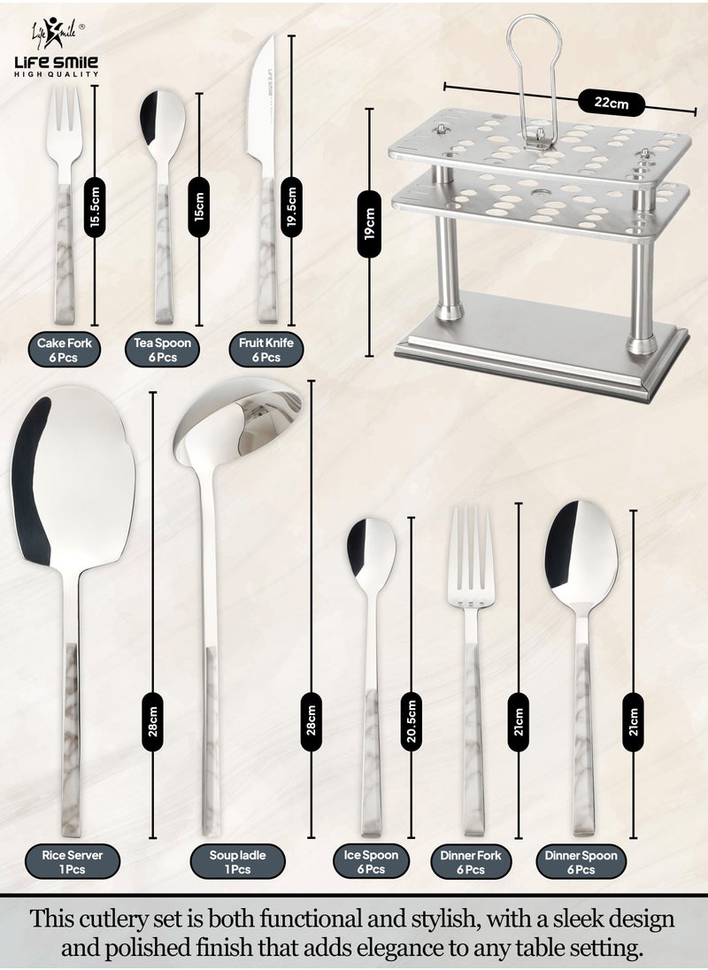 38-Piece 18/10 Stainless Steel Spoon Cutlery Set Includes Knife and Forks With Cutlery Holder Tea And Ice Spoons Dinner And Cake Fork, Fruit Knife, Soup Ladle, Rice Server - pzsku/Z607E69DA7D2AE95411A0Z/45/_/1686212373/fd5dce99-66f3-4058-8aaf-07ccd559cfbd