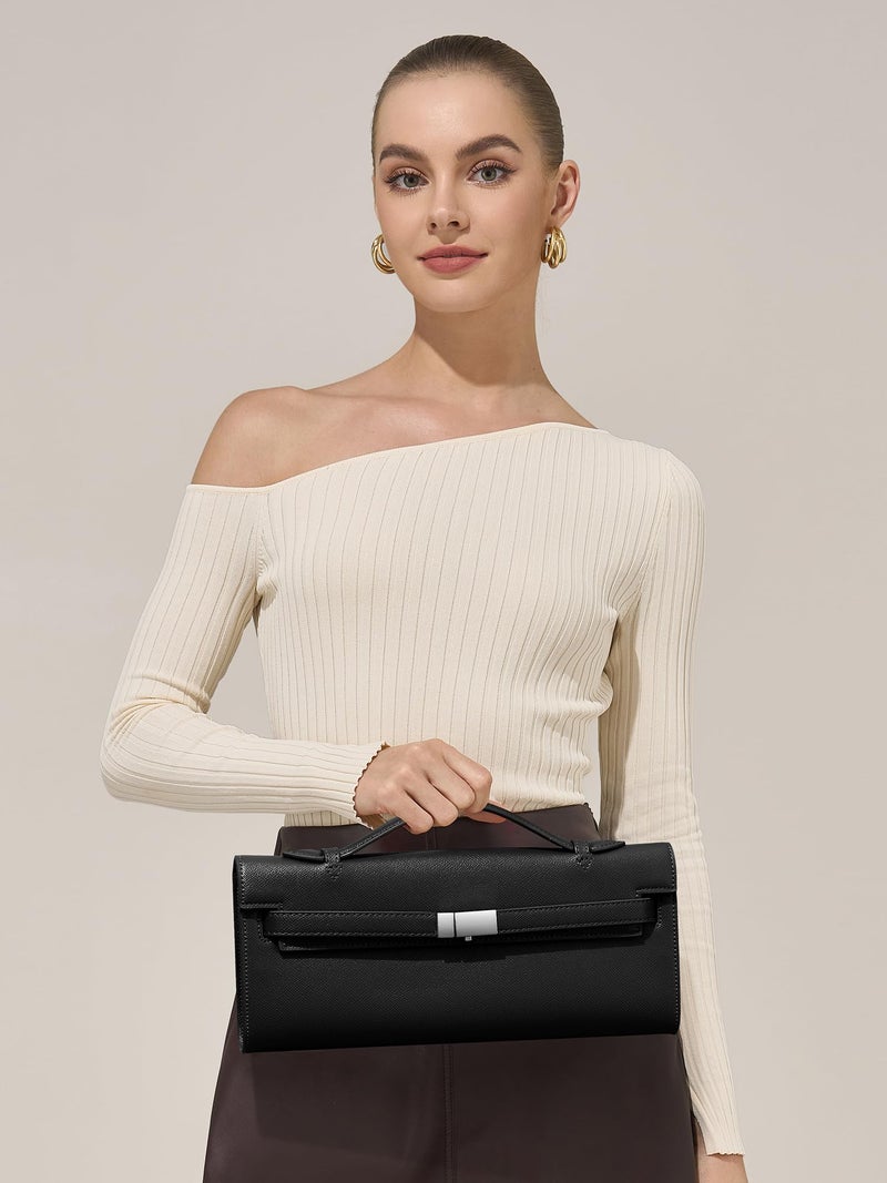 CHUNLI PU Leather Clutch Purses for Women, Trendy Ladies Top Handle Bag for Evening Work Business Daily Use - Image 2