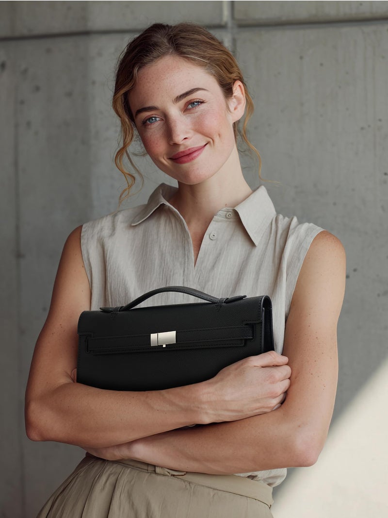 CHUNLI PU Leather Clutch Purses for Women, Trendy Ladies Top Handle Bag for Evening Work Business Daily Use - Image 3