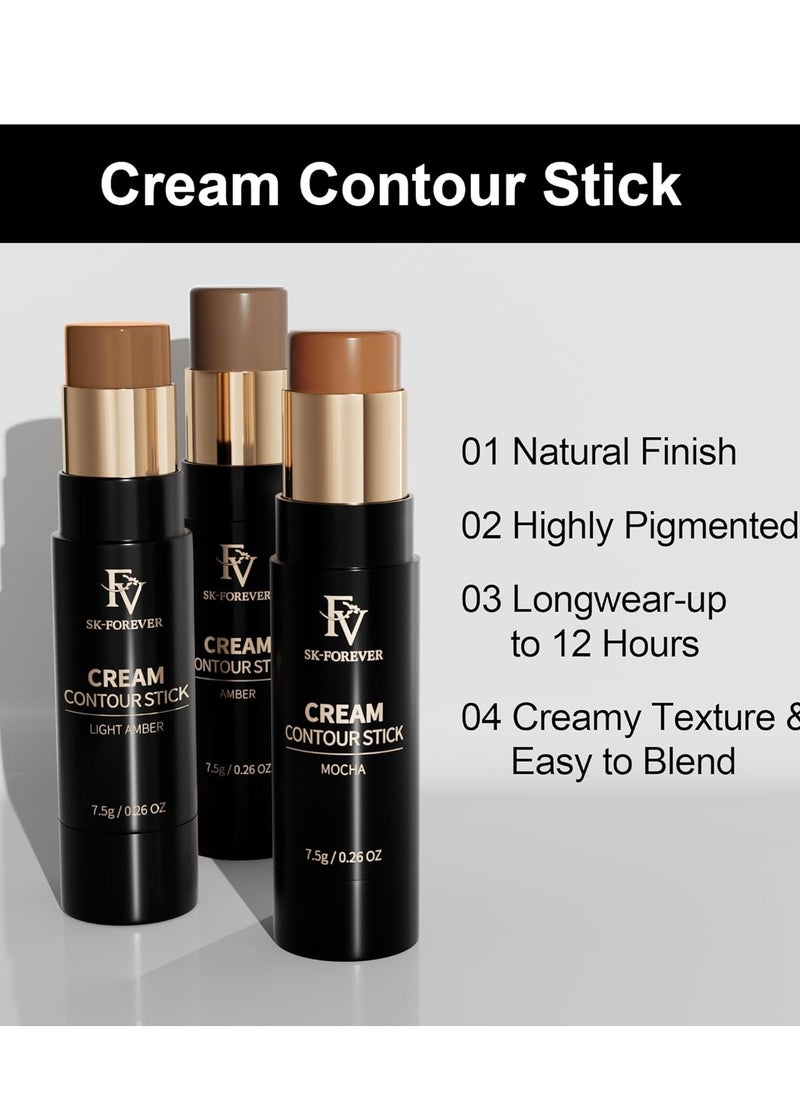FV - FV Cool Toned Contour Stick, Blendable & Smooth, Natural Finish Cream Contour Stick, Waterproof & Long Lasting Face Shaping Contouring Stick Makeup for Beginners, Cruelty-free, 01 Amber - Image 1