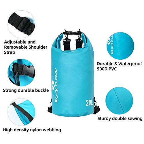 ROCK CLOUD Dry Bag Waterproof 40L Dry Sack for Kayaking Rafting Boating Beach Surfing Swimming Canoe Camping Hiking Fishing Ski, Black - Image 5