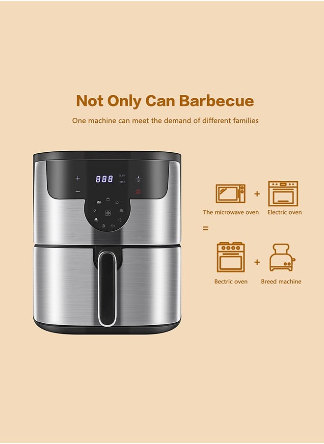KENWORTH - Air Fryer 10L, 9 Presets, One-touch Panel, 360° Turbo Airflow Tech, Stainless Steel LED Touch Display Countertop Air Fryers Nonstick & Dishwasher-Safe Basket,Stainless Steel Air Fryer,Metal Grey - Image 1
