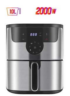 Air Fryer 10L, 9 Presets, One-touch Panel, 360° Turbo Airflow Tech, Stainless Steel LED Touch Display Countertop Air Fryers Nonstick & Dishwasher-Safe Basket,Stainless Steel Air Fryer,Metal Grey