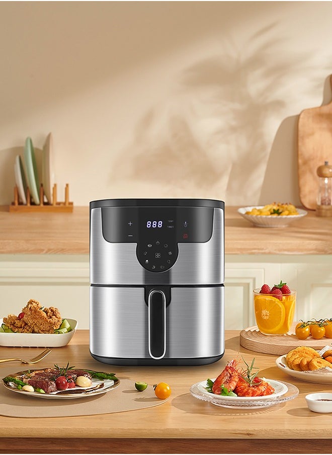 KENWORTH - Air Fryer 10L, 9 Presets, One-touch Panel, 360° Turbo Airflow Tech, Stainless Steel LED Touch Display Countertop Air Fryers Nonstick & Dishwasher-Safe Basket,Stainless Steel Air Fryer,Metal Grey - Image 1
