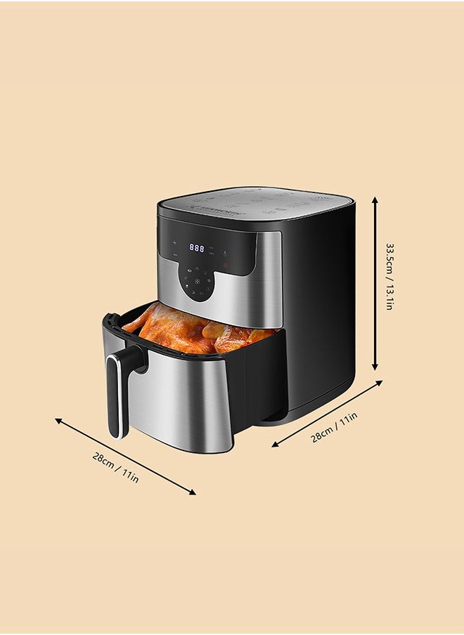 KENWORTH - Air Fryer 10L, 9 Presets, One-touch Panel, 360° Turbo Airflow Tech, Stainless Steel LED Touch Display Countertop Air Fryers Nonstick & Dishwasher-Safe Basket,Stainless Steel Air Fryer,Metal Grey - Image 1