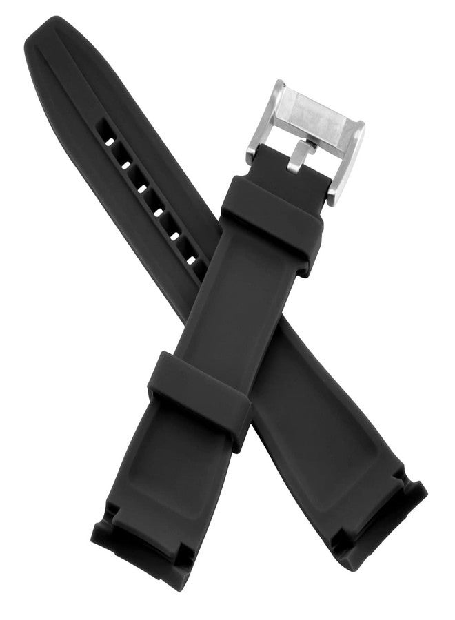 YISIWERA 20mm Premium Crafter Black Silicone Watch Band Universal Curved End Rubber Watch Band Strap Bracelet Brushed Stainless Steel Pin Buckle For Men Women - Image 3
