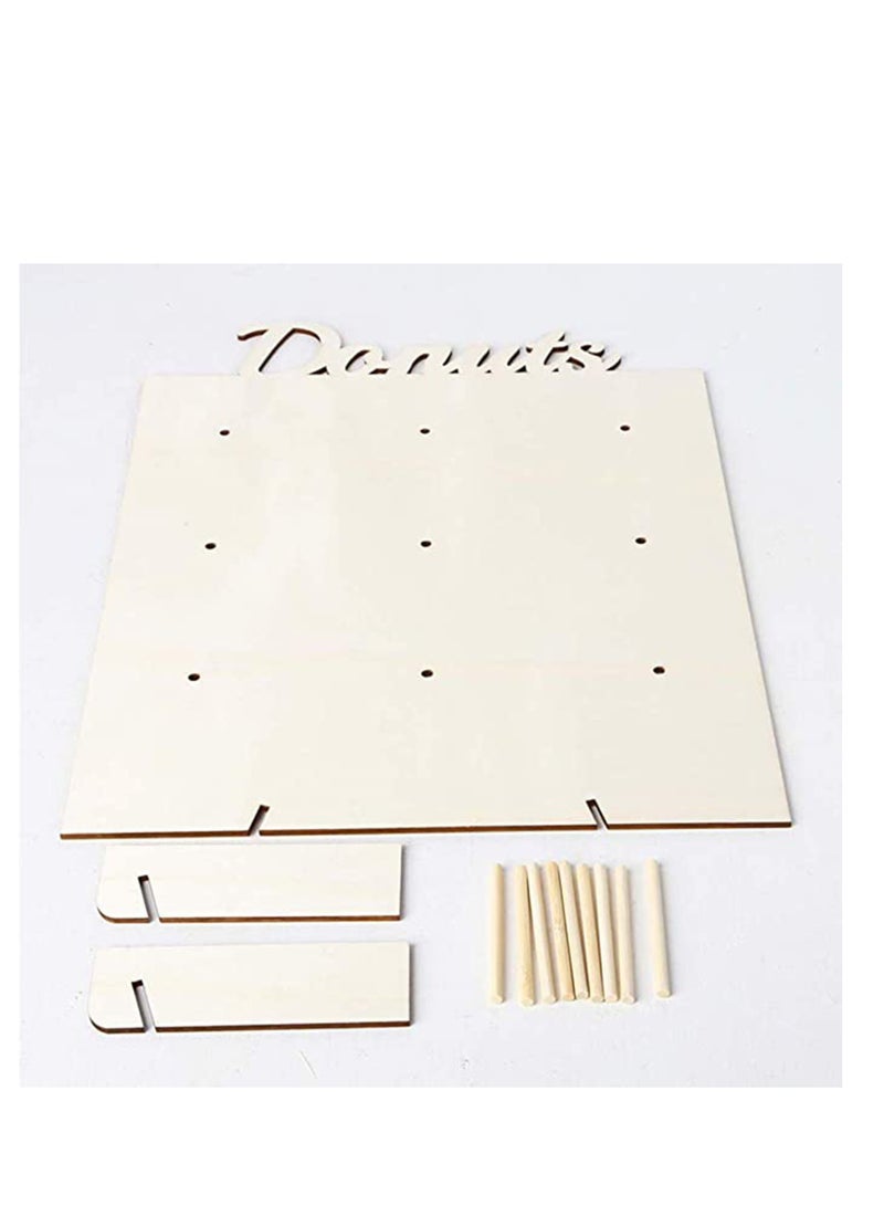 SYOSI حامل عرض كعكات الدونات من الخشب، لوحة دوارات قابلة لإعادة الاستخدام للاحتفالات، حفل زفاف، عيد ميلاد، مستلزمات حفلة الدونات، يحمل 9 كعكات دونات (1 حزمة) - Image 4