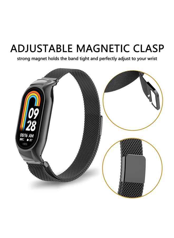 O Ozone Milanese Loop Strap for Xiaomi Smart Band 8 - Stainless Steel Magnetic Adjustable Mesh Metal Watch Bands for Men and Women - Rose Pink  - Image 5