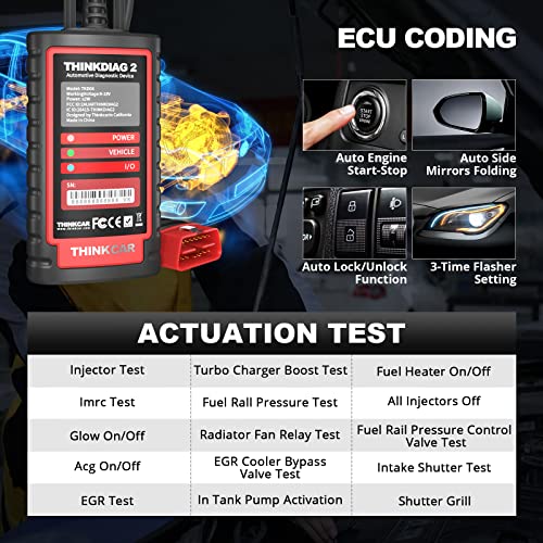THINKCAR Thinkdiag2 All System Bidirectional Control OBD2 Diagnostic Scanner for iOS & Android, Bluetooth Scan Tool with CAN-FD Protocol, AutoVIN, Active Test, 15+ Reset Functions, ECU Coding, 1 Year Fr-ee - Image 3
