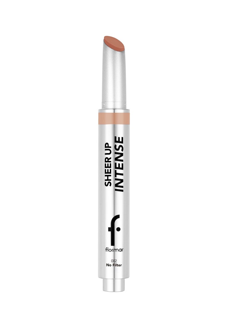 فلورمار Sheer Up Intense Lipstick, High-Shine Glossy Lip Color, Hydrating Non-Sticky Buildable Lip Stick – 002 No Filter NO FILTER - Image 1