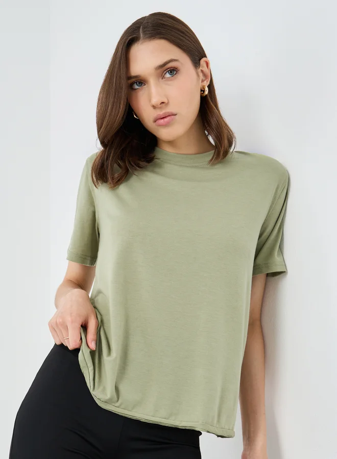 Take Two Take Two Solid Round Neck Regular Fit T-Shirt