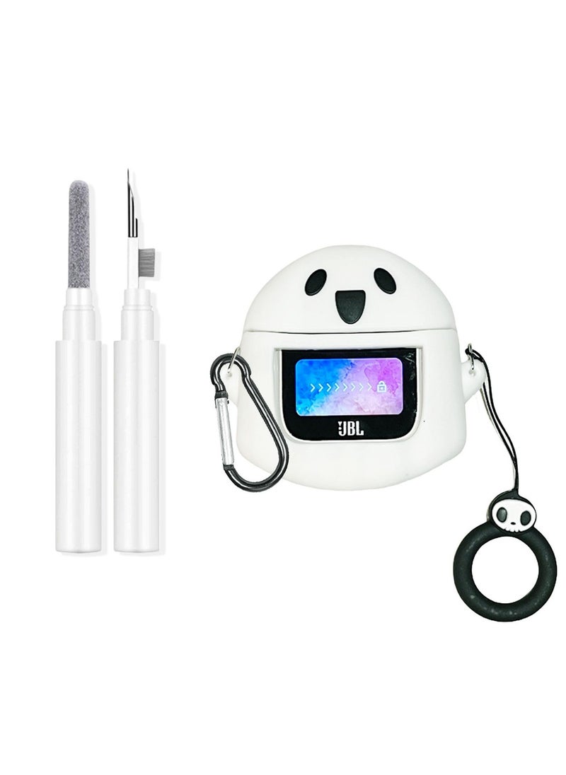 Excefore Case Compatible with JBL Tour Pro 2 Earbuds 3D Kawaii Cartoon Ghost Durable Protection Case Ultra thin soft Cover with Carabiner Anti Lost Ring Cleaning Tools for Boys Girls Womens Mens  - Image 1