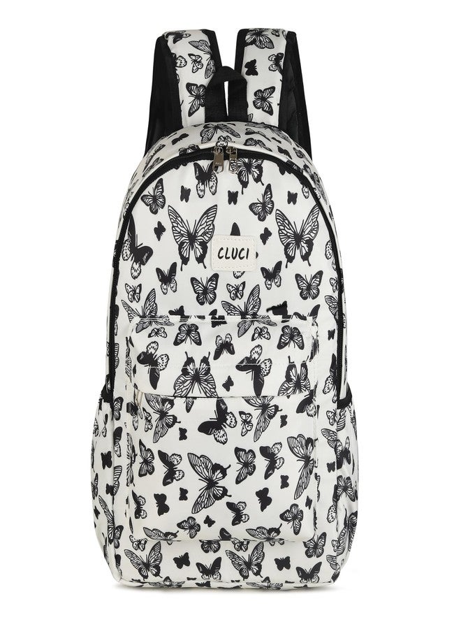 CLUCI New Heavy Duty White Butterfly Printed Backpack Large Capacity Waterproof Lightweight Multifunction Commercial, Travel Fashion, Kids, Children Rucksack for Boys and Girls - Image 1