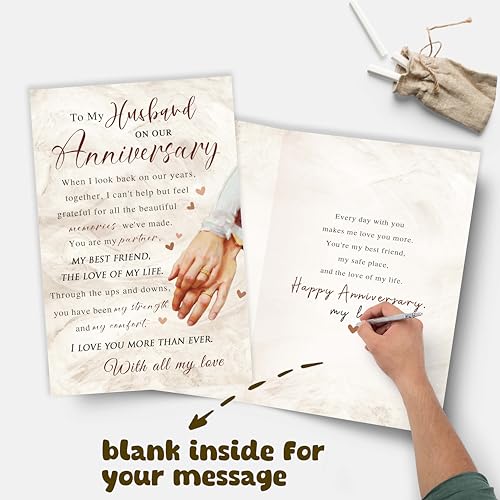 Bewoow Romantic Anniversary Card for Husband from Wife, Sweet Wedding Anniversary Card Gifts for Husband, Love Cards for Him - Image 3