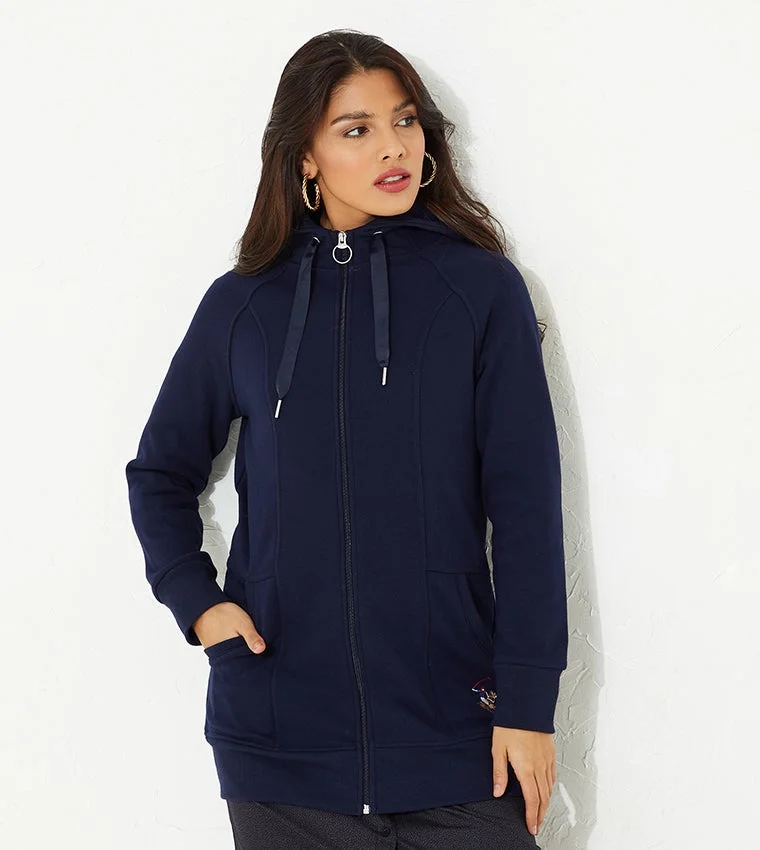 Beverly Hills Polo Club Women's Solid Fleece Zip-Through Hoodie