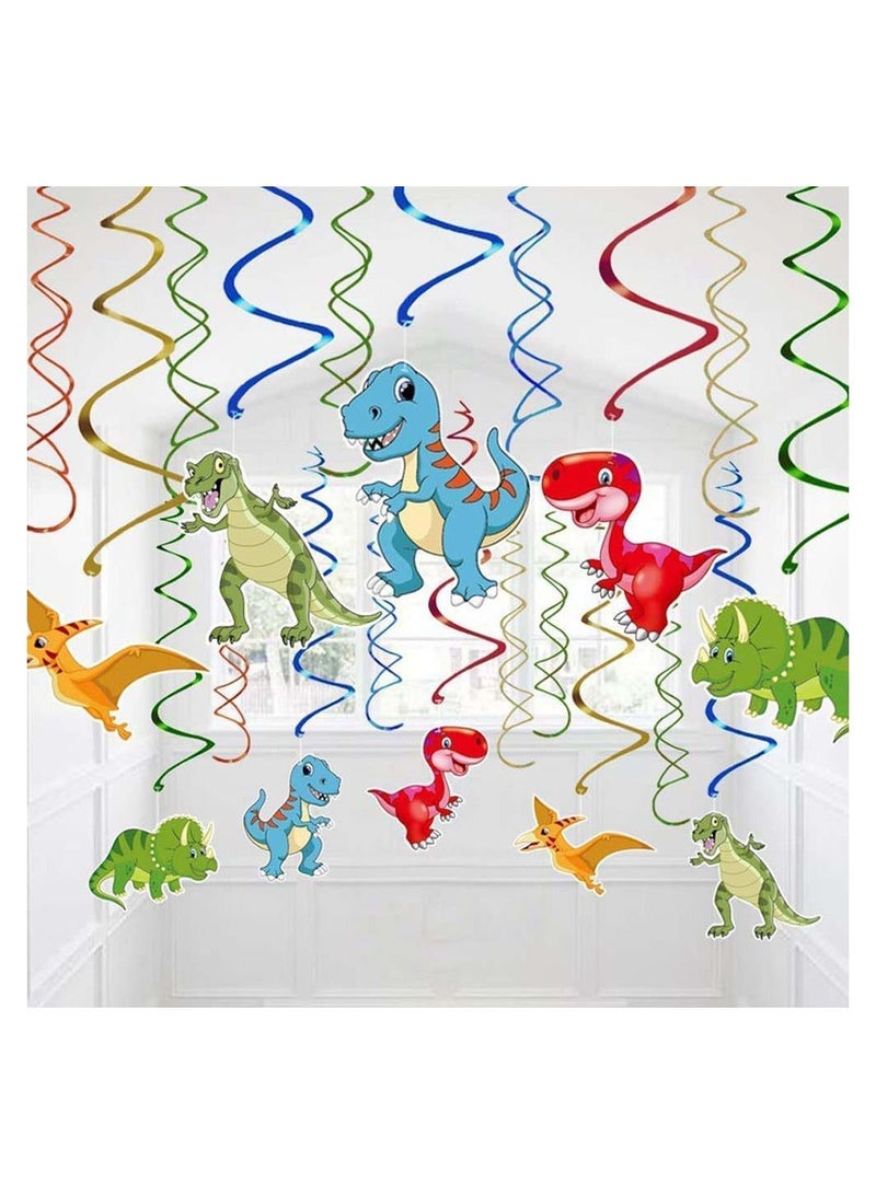 SYOSI 30PCS Watercolor Dinosaur Hanging Swirl Dinosaur Party Decorations for Boys Kids Dino Theme Birthday Party Supplies Jurassic World Hanging Spiral Garlands Ceiling Decor - Image 4