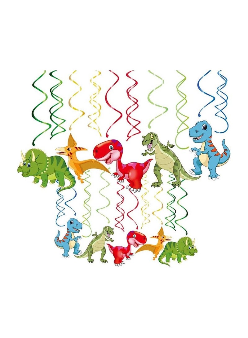 SYOSI 30PCS Watercolor Dinosaur Hanging Swirl Dinosaur Party Decorations for Boys Kids Dino Theme Birthday Party Supplies Jurassic World Hanging Spiral Garlands Ceiling Decor - Image 1
