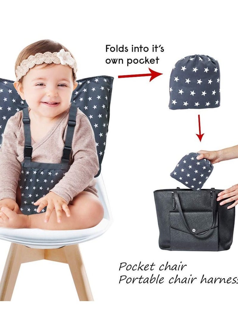 Excefore Portable Baby High Chair Safety Seat Harness for Toddler, Baby Travel Essential Easy High Booster Seat Cover for Infant Eating Feeding Camping with Adjustable Straps Shoulder Belt. - Image 2