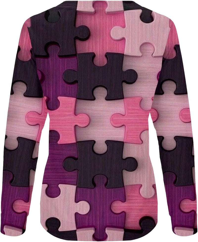 cheekyglo Women's Long Sleeve Crewneck Sweatshirt Casual Lightweight Print Pullover Comfy Loose Soft Basic Tunic T-Shirt Blouse - Image 3