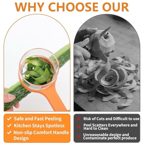 Pihuza Vegetable Peeler and Fruit Peeler with Storage Box | Multipurpose Kitchen Peeler for Potato, Carrot, Cabbage & Fruits | Sharp Stainless Steel Blade with Slicer & Shredder Function - Image 5