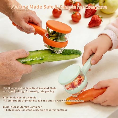 Pihuza Vegetable Peeler and Fruit Peeler with Storage Box | Multipurpose Kitchen Peeler for Potato, Carrot, Cabbage & Fruits | Sharp Stainless Steel Blade with Slicer & Shredder Function - Image 4