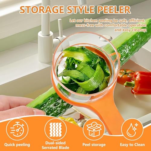 Pihuza Vegetable Peeler and Fruit Peeler with Storage Box | Multipurpose Kitchen Peeler for Potato, Carrot, Cabbage & Fruits | Sharp Stainless Steel Blade with Slicer & Shredder Function - Image 3