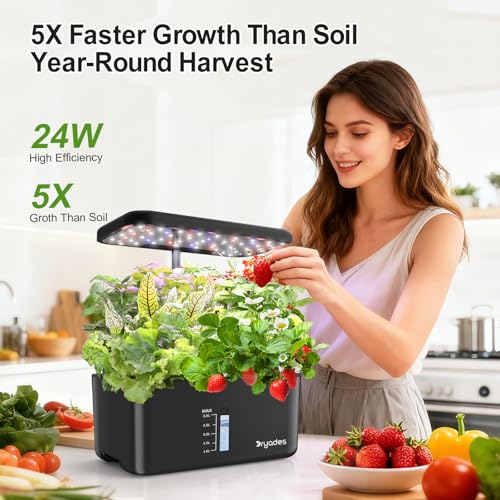 Dryades Hydroponics Growing System Indoor Herb Garden 10Pod Indoor Gardening System with 24W FullSpectrum LED Grow Lights Quiet Smart Water Pump Plant Germination Kit for Herbs Vegetables - Image 3
