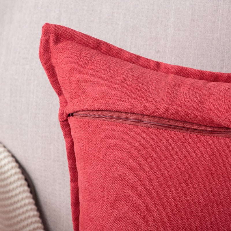 MADIZZ MADIZZ Set of 2 Short Chenille Throw Pillow Covers 12x20 Inch Red Soft Decorative Cushion Cover for Sofa Bedroom Pillow Shell  - Image 3