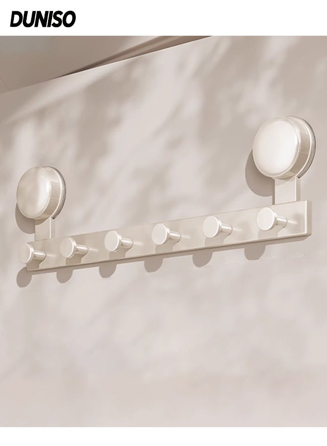 DUNISO Suction Cup Hooks，No-Punch Wall Hook with 6 Hook，Reusable Suction Hooks,Waterproof，Sturdy and Durable，for Window, Glass, Door, Kitchen or Living Room，Cream - Image 1