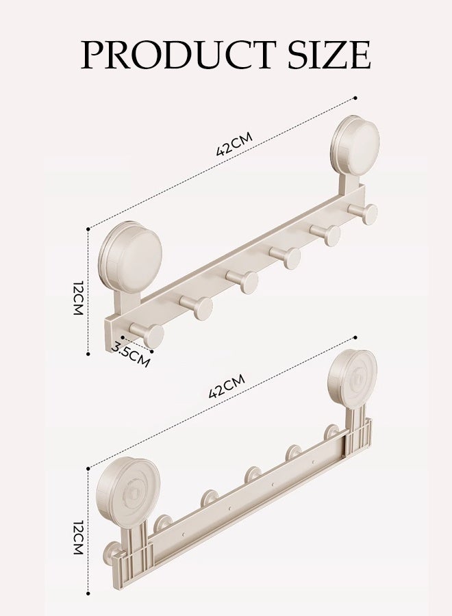 DUNISO Suction Cup Hooks，No-Punch Wall Hook with 6 Hook，Reusable Suction Hooks,Waterproof，Sturdy and Durable，for Window, Glass, Door, Kitchen or Living Room，Cream - Image 2