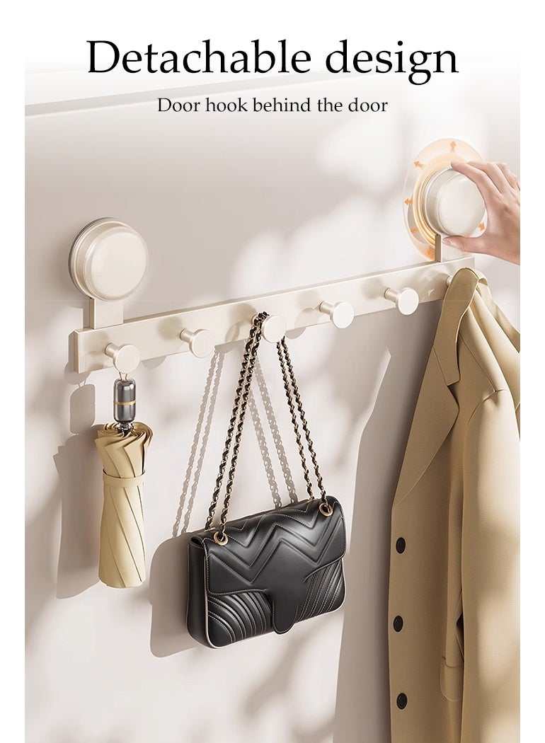 DUNISO Suction Cup Hooks，No-Punch Wall Hook with 6 Hook，Reusable Suction Hooks,Waterproof，Sturdy and Durable，for Window, Glass, Door, Kitchen or Living Room，Cream - Image 3