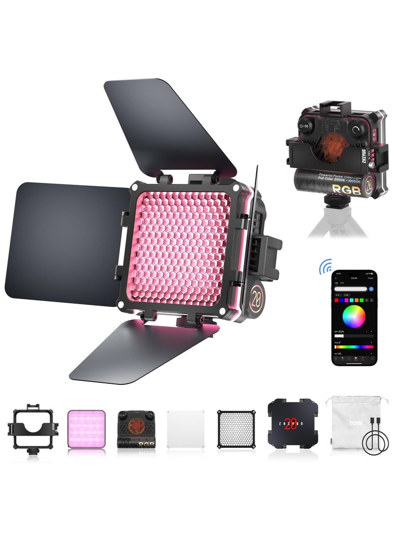 Zhiyun ZHIYUN FIVERAY M20C Combo [Official] RGB Video Light, 20W Portable Camera Light, HSI Mode, TLCI 96+, Temperature 2500K-10000K with 16 Light Effects, Support Magnetic Attraction and App with USB-C PD  - Image 1