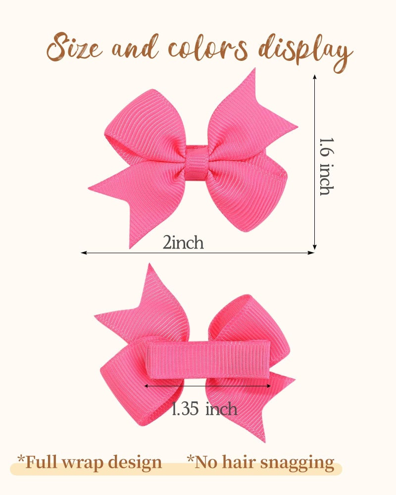 doboi 80PCS 2'' Baby Girls Fully Lined Grosgrain Boutique Solid Color Ribbon Mini Hair Bows Clips for Teens Infants Kids Toddlers Newborn Children Set of 40 Pairs - Image 2