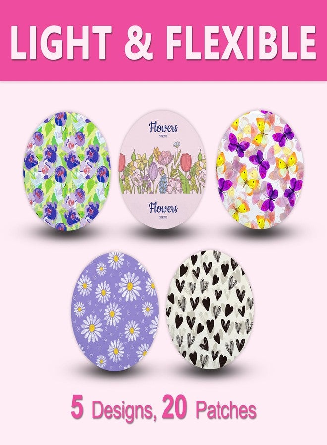 Kuruyo Libre 3 Plus Sensor Covers Waterproof Floral Stickers for Libre 3 Sensor, 15 Days Latex-Free & Breathable Flexible Pattern CGM Adhesive Patches No Hole & No-Glue Central,20 Pack - Image 4