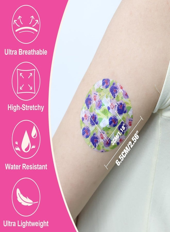 Kuruyo Libre 3 Plus Sensor Covers Waterproof Floral Stickers for Libre 3 Sensor, 15 Days Latex-Free & Breathable Flexible Pattern CGM Adhesive Patches No Hole & No-Glue Central,20 Pack - Image 5