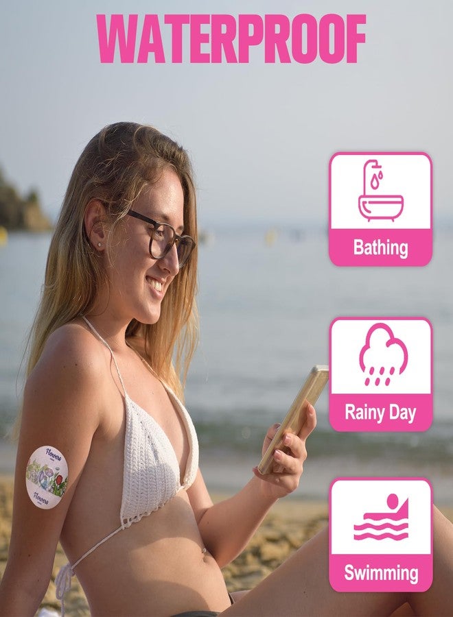 Kuruyo Libre 3 Plus Sensor Covers Waterproof Floral Stickers for Libre 3 Sensor, 15 Days Latex-Free & Breathable Flexible Pattern CGM Adhesive Patches No Hole & No-Glue Central,20 Pack - Image 2