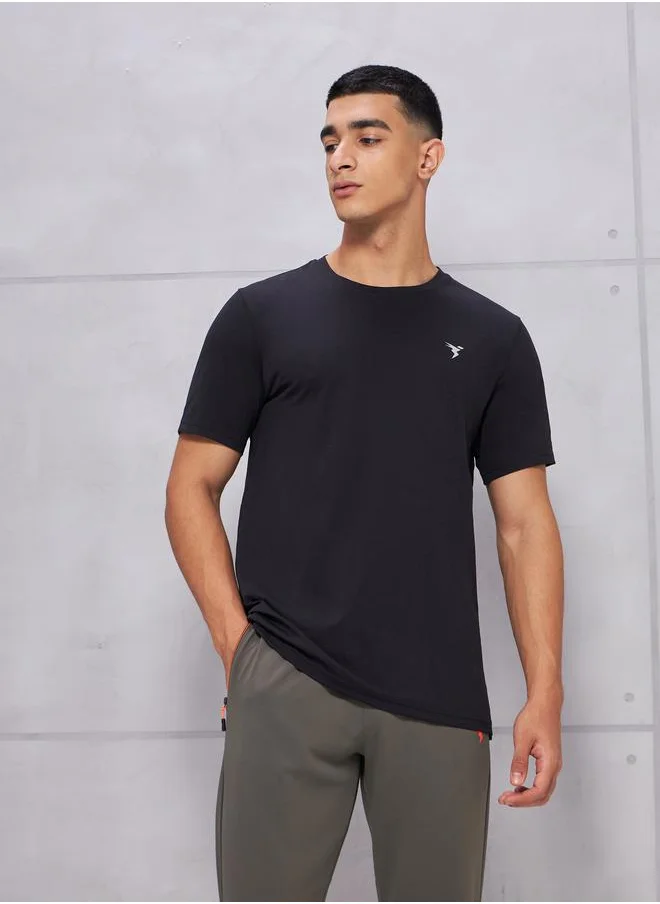 Technosport Crew Neck Logo Detail T-shirt by Styli