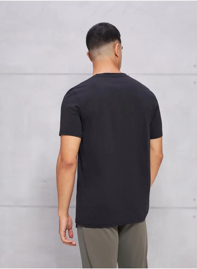 Technosport Crew Neck Logo Detail T-shirt by Styli
