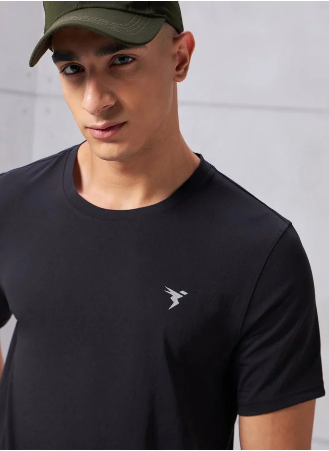 Technosport Crew Neck Logo Detail T-shirt by Styli