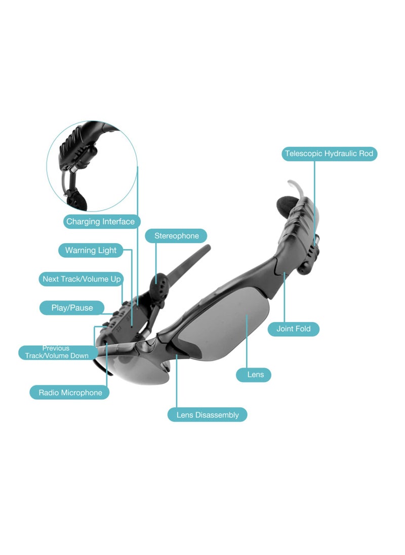 SYOSI - Sunglasses, Wireless Bluetooth Sunglasses, Stereo Sound Audio Sunglasses for Outdoor Sports, Noise Reduction Playing Music Call Earphones Supplies for Outdoor Cycling Running Driving Fishing - Image 1